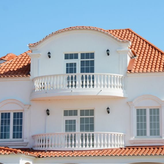 a home in California with a new tiled roof on 2 levels